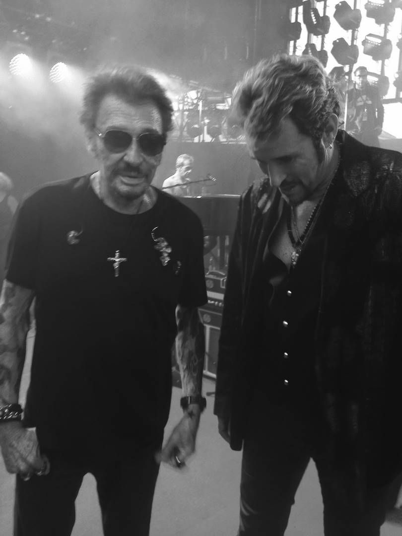 Johnny Hallyday avec son meilleur sosie