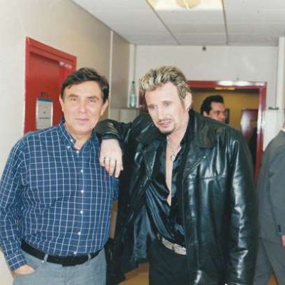 Jean-Pierre Foucault et le sosie de Johnny Hallyday